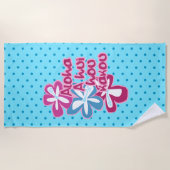 Serviette De Plage Pokii Hawaïen Aloha Hibiscus Polka Turquoise Dot (Devant)