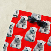 Serviette De Plage Polar Bear Pattern Design On Red