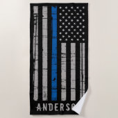 Serviette De Plage Police à ligne mince personnalisée (Devant)