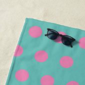 Serviette de plage Polka Dot (Aqua & Rose) (En situation)