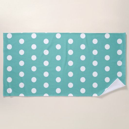 Serviette de plage Polka Dot (Aqua & White) (Devant)