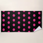 Serviette de plage Polka Dot (rose noir et néon) (Devant)