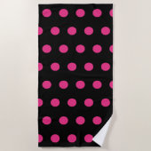Serviette de plage Polka Dot (rose noir et néon) (Devant)