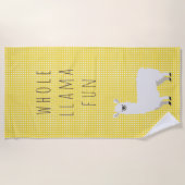 Serviette De Plage Polka jaune et blanc point mou Llama (Devant)