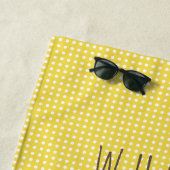 Serviette De Plage Polka jaune et blanc point mou Llama (En situation)
