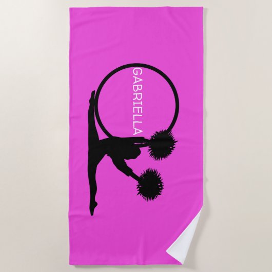 Serviette De Plage Pom-pom girl de silhouette personnalisé par roses (Devant)