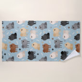 Serviette De Plage Poméranie Paw-prints et os de chien (Devant)