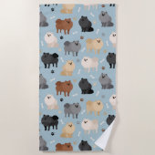 Serviette De Plage Poméranie Paw-prints et os de chien (Devant)