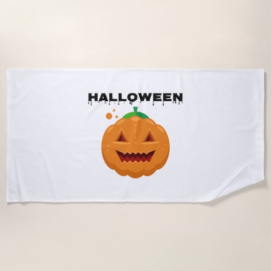 Serviette De Plage pomme d'halloween (Devant)