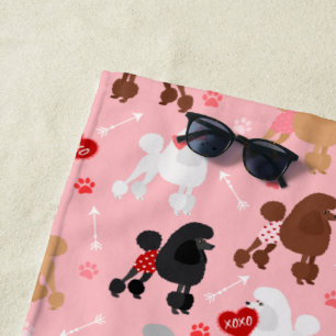 Serviette De Plage Poodle Valentine Motif