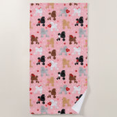 Serviette De Plage Poodle Valentine Motif (Devant)