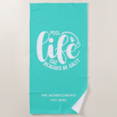 Serviette De Plage Pool Life Turquoise (Devant)