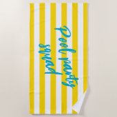 Serviette De Plage Pool Party Squad Cute Yellow and White Striped (Devant)