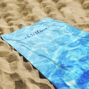 Serviette De Plage Pool Party Summer Water Nom du monogramme