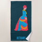 Serviette De Plage Pop Art femme historique en robe bouillonnante per (Devant)