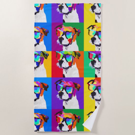 Serviette De Plage Pop Art Jack Russell Terriers (Devant)