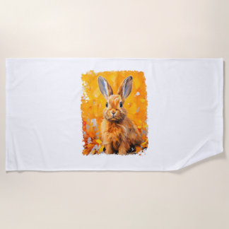 Serviette De Plage Pop Art Lapin Coloré Lapin Orange