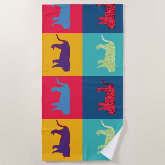 Serviette de plage Pop Art Tigers (Devant)
