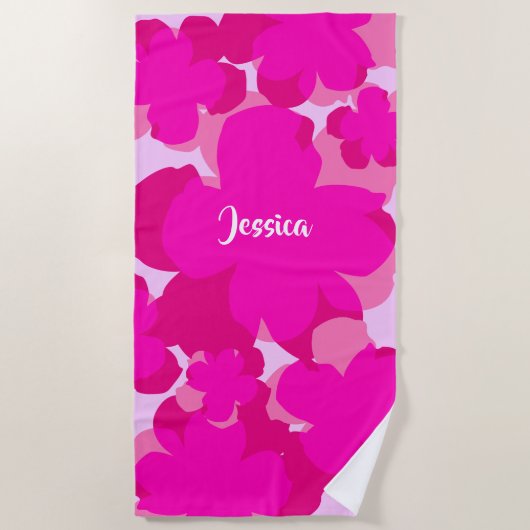 Serviette de plage Popflower rose (Devant)