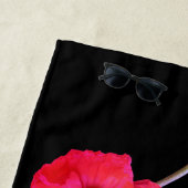 Serviette De Plage Poppies rose moderne Poppy Flower Black Beach (En situation)