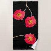 Serviette De Plage Poppies rose moderne Poppy Flower Black Beach (Devant)