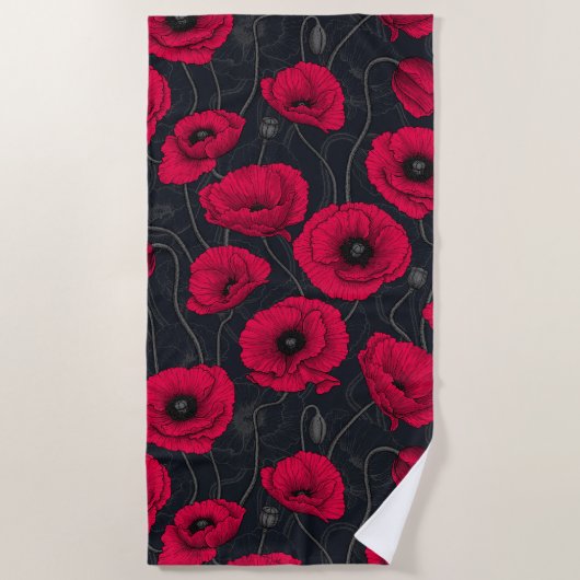 Serviette De Plage Poppies rouges (Devant)