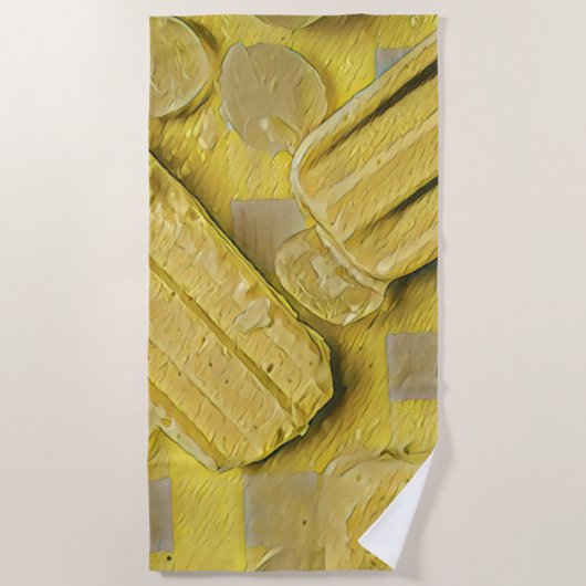 Serviette De Plage popsicle à cône de crème glacée jaune (Devant)