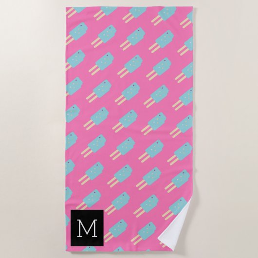 Serviette De Plage Popsicle rose d'été (Devant)