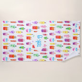 Serviette De Plage Popsicles Aquarelle Lumineuse Monogram Beach Towne (Devant)