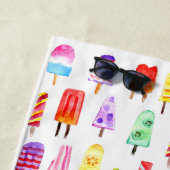 Serviette De Plage Popsicles Aquarelle Lumineuse Monogram Beach Towne (En situation)
