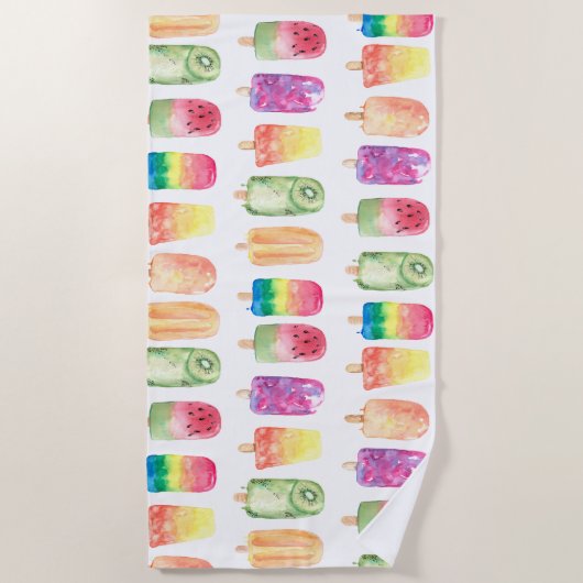 Serviette De Plage Popsicles aquarelles (Devant)