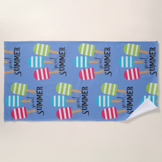 Serviette De Plage Popsicles d'été doux (Devant)