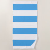 Serviette De Plage Populaire Happy Summer Bleu & Blanc Large bande (Devant)