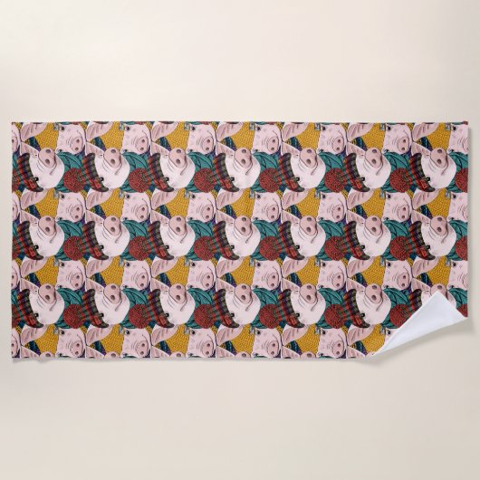 Serviette De Plage Porcs avec le motif de casquettes (Devant)