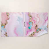 Serviette De Plage Porte rose clair Marbre Collection populaire (Devant)