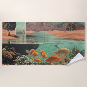 Serviette De Plage Porte surréaliste dans le désert avec sous-marin
