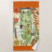 Serviette de plage Porto Rico Map (Devant)
