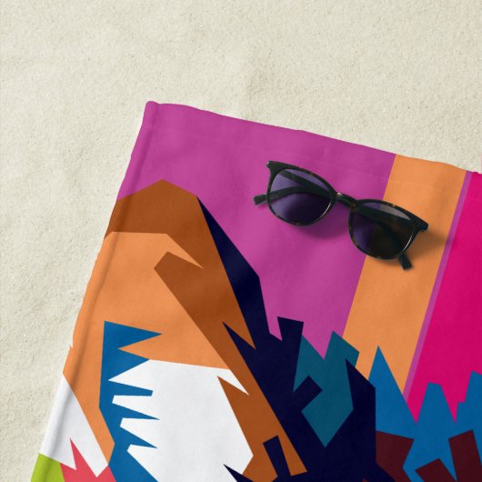 Serviette De Plage Portrait couleur Pop Art Wolf (En situation)