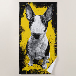 Serviette De Plage Portrait d'art grunge de Bull Terrier