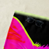 Serviette De Plage Portrait de chat de Neon (En situation)