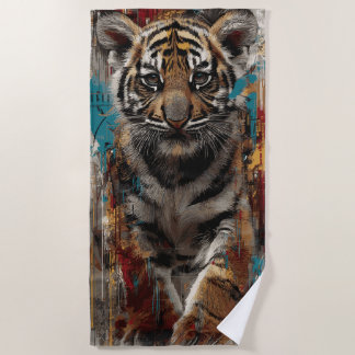 Serviette De Plage Portrait de jeune tigre Design de faune urbaine