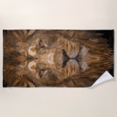 Serviette De Plage Portrait de lion géométrique (Devant)