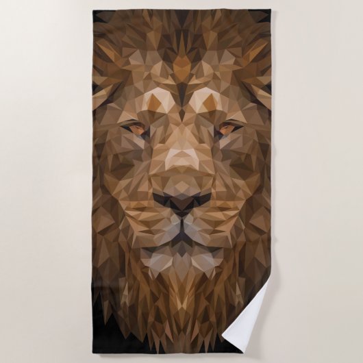 Serviette De Plage Portrait de lion géométrique (Devant)