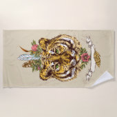 Serviette De Plage Portrait de style de Boho de tigre (Devant)