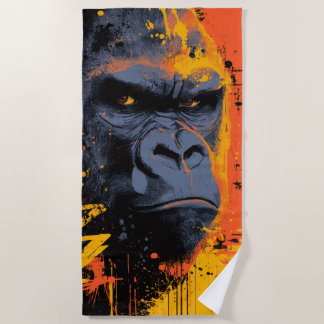Serviette De Plage Portrait Pop Art de Gorille Puissant