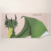 Serviette De Plage Portrait Portrait de Dragon Vert (Devant)