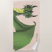 Serviette De Plage Portrait Portrait de Dragon Vert (Devant)