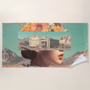 Serviette De Plage Portrait surréaliste avec paysage architectural