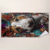 Serviette De Plage Portrait urbain de Bull Terrier (Devant)