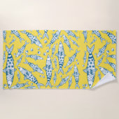 Serviette De Plage Portugais Lisbonne Sardines Motif Azulejos Jaune (Devant)